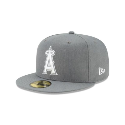 Grey Los Angeles Angels Hat - New Era MLB Floral Undervisor 59FIFTY Fitted Caps USA0359428